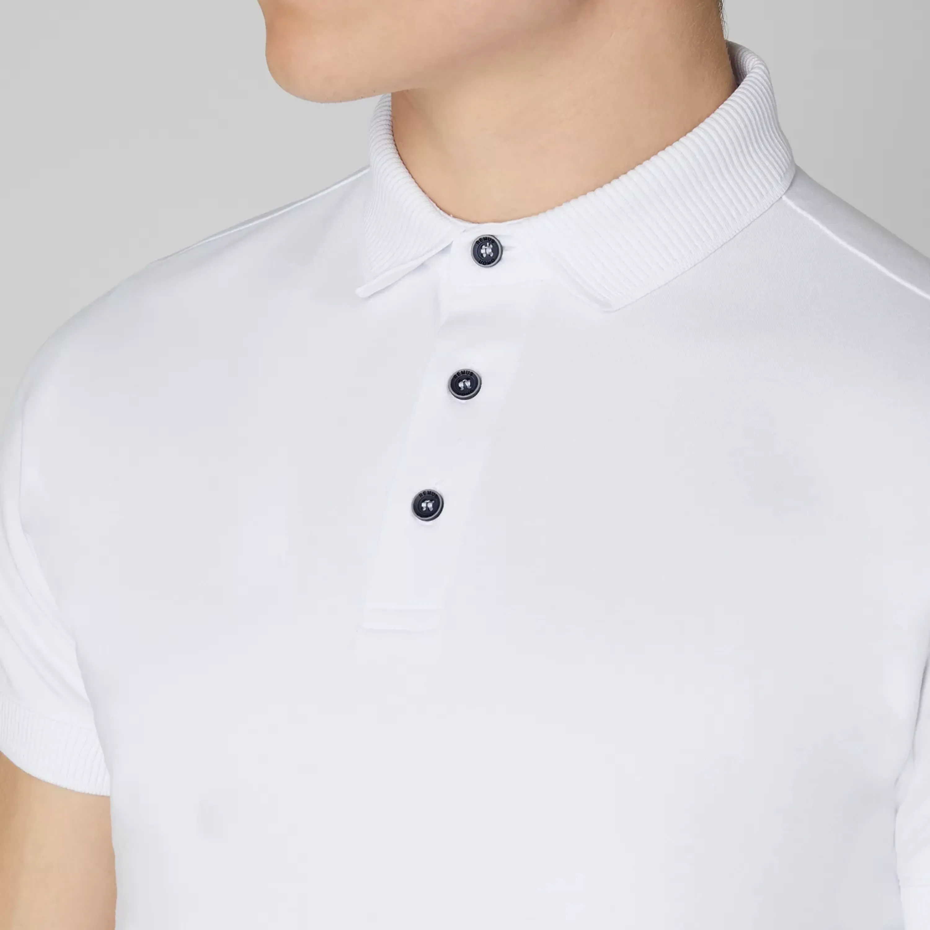 Remus Tapered Fit Cotton-Stretch Polo Shirt - White