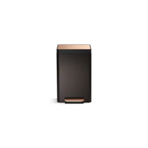 Reset 13 Gallon Kitchen Trash Can, Stainless Steel Hand Free Step Trash Can with Quiet-Close Lid Kohler Color: Black Stainless/Brushed Brass
