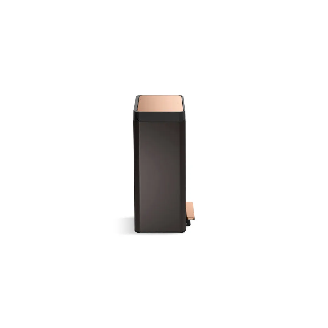 Reset 13 Gallon Kitchen Trash Can, Stainless Steel Hand Free Step Trash Can with Quiet-Close Lid Kohler Color: Black Stainless/Brushed Brass