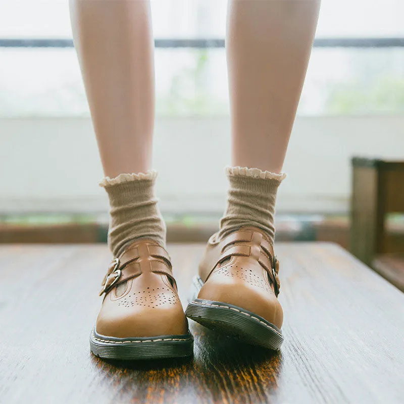 Retro Double Buckle Shoes