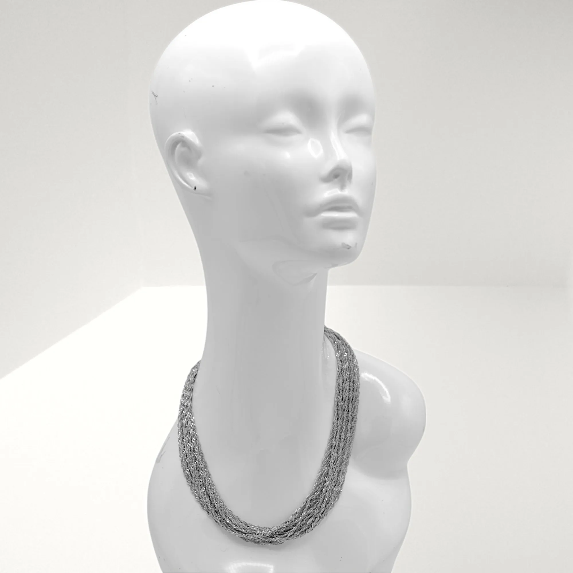 Rhodium Multi-layer Link chain necklace #HNN77713_RHODIUM(OC14)