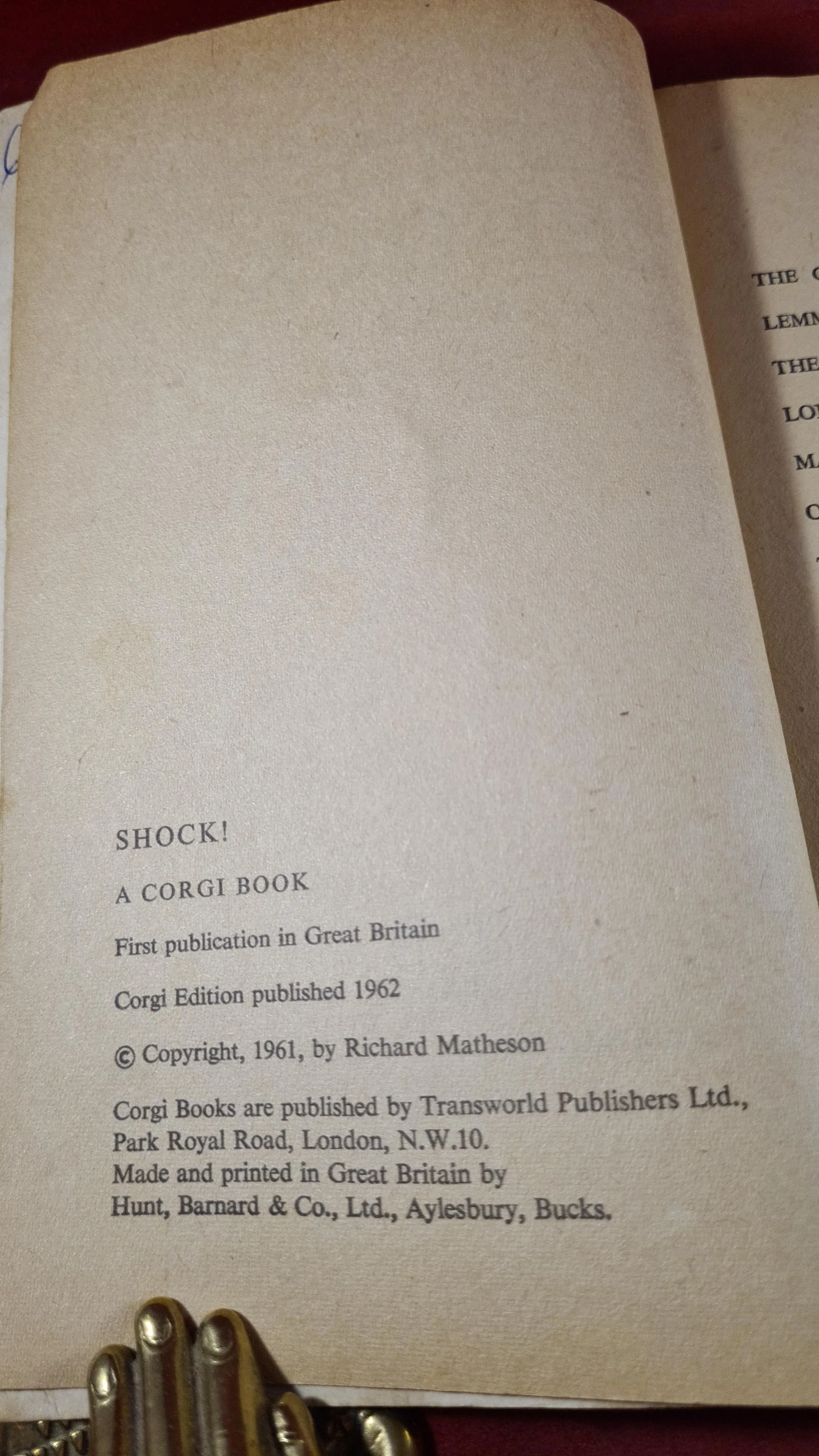 Richard Matheson - Shock! Shock 3 & 4, Corgi Books, 1962, Paperbacks x 4