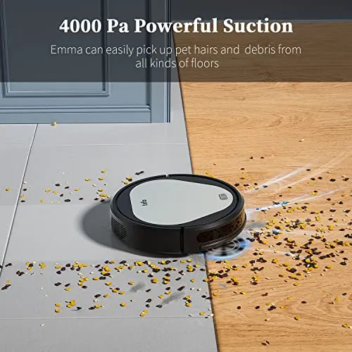 Robot Vacuum, Trifo Robotic Vacuum Cleaner, 4000Pa Strong Suction, 2600mAh Battery, Self-Charging, Upgraded 6D Collision Sensor, Compatible with Alexa, Wi-Fi&App, Pet Hair,Hard Floors&Low-Pile Carpets