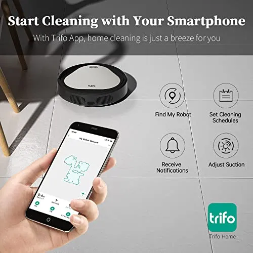 Robot Vacuum, Trifo Robotic Vacuum Cleaner, 4000Pa Strong Suction, 2600mAh Battery, Self-Charging, Upgraded 6D Collision Sensor, Compatible with Alexa, Wi-Fi&App, Pet Hair,Hard Floors&Low-Pile Carpets