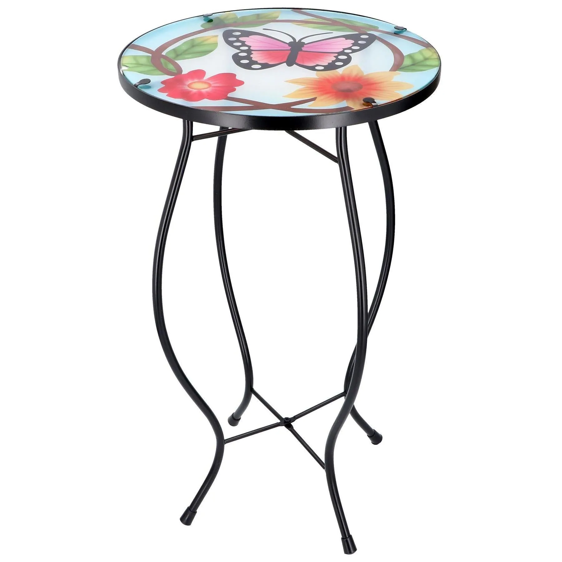 Round Side Mosaic Table With Small Butterfly Design