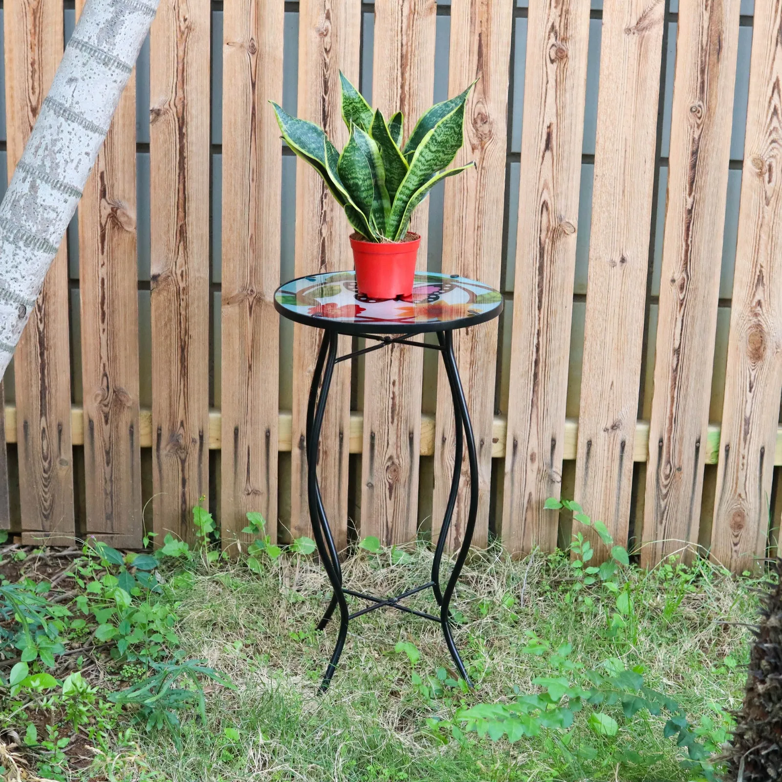Round Side Mosaic Table With Small Butterfly Design