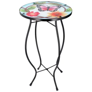 Round Side Mosaic Table With Small Butterfly Design