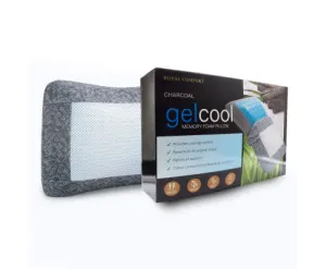 Royal Comfort Cool Gel Charcoal Infused High Density Memory Foam Pillow 40 x 60 cm Charcoal, Blue