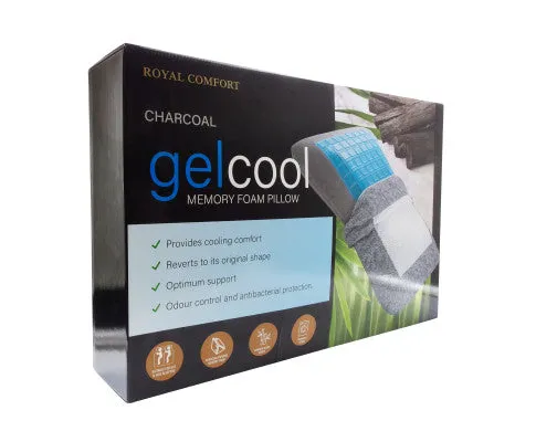 Royal Comfort Cool Gel Charcoal Infused High Density Memory Foam Pillow 40 x 60 cm Charcoal, Blue