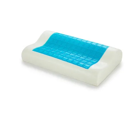 Royal Comfort Cooling Gel Contour High Density Memory Foam Pillow Twin Pack 30 x 50 cm White, Blue