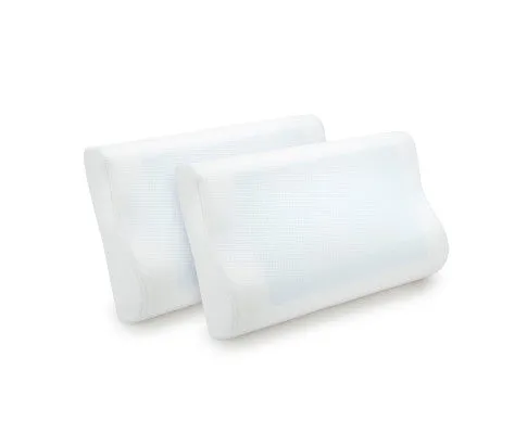 Royal Comfort Cooling Gel Contour High Density Memory Foam Pillow Twin Pack 30 x 50 cm White, Blue