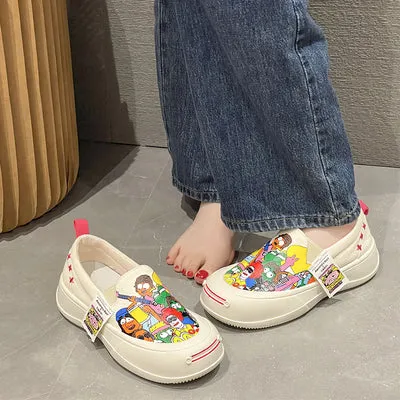 Sequins Star Design Casual Lace-Up Distressed White Sneakers