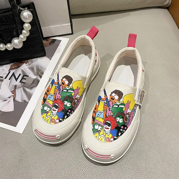 Sequins Star Design Casual Lace-Up Distressed White Sneakers