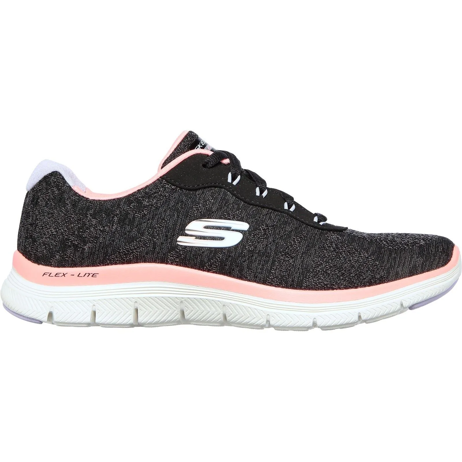 Skechers 149570 Flex Appeal 4.0 Fresh Move Sneakers für Damen mit weiter Passform - Schwarz/Koralle