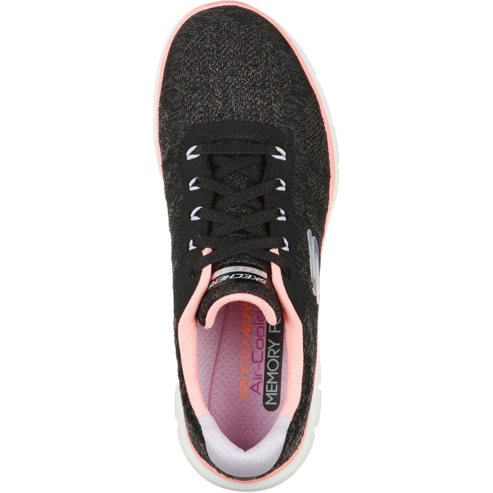 Skechers 149570 Flex Appeal 4.0 Fresh Move Sneakers für Damen mit weiter Passform - Schwarz/Koralle