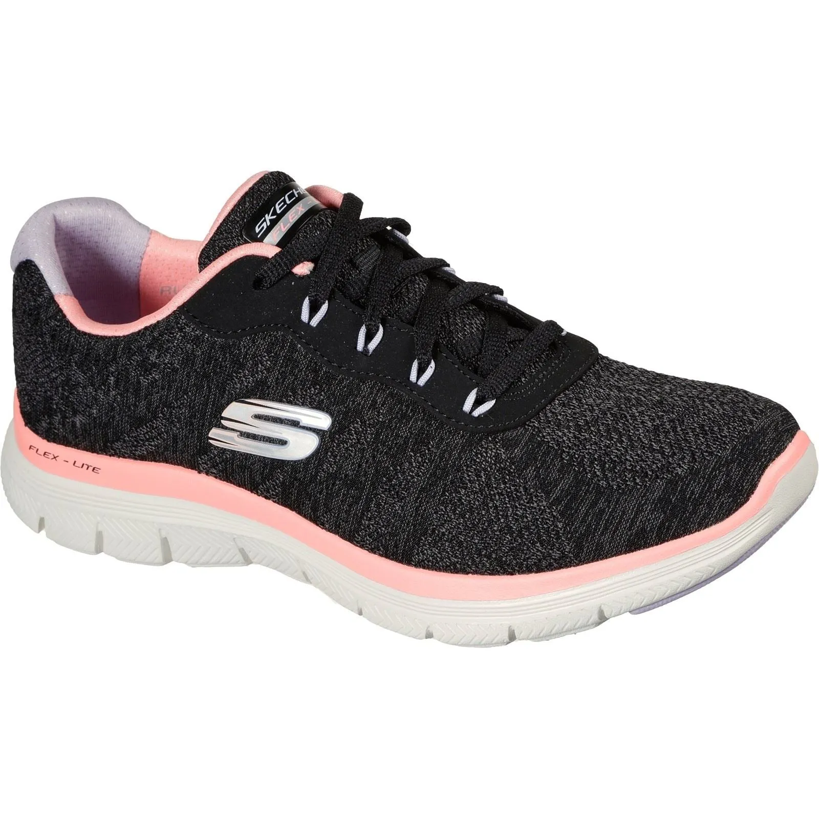 Skechers 149570 Flex Appeal 4.0 Fresh Move Sneakers für Damen mit weiter Passform - Schwarz/Koralle