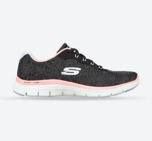 Skechers 149570 Flex Appeal 4.0 Fresh Move Sneakers für Damen mit weiter Passform - Schwarz/Koralle