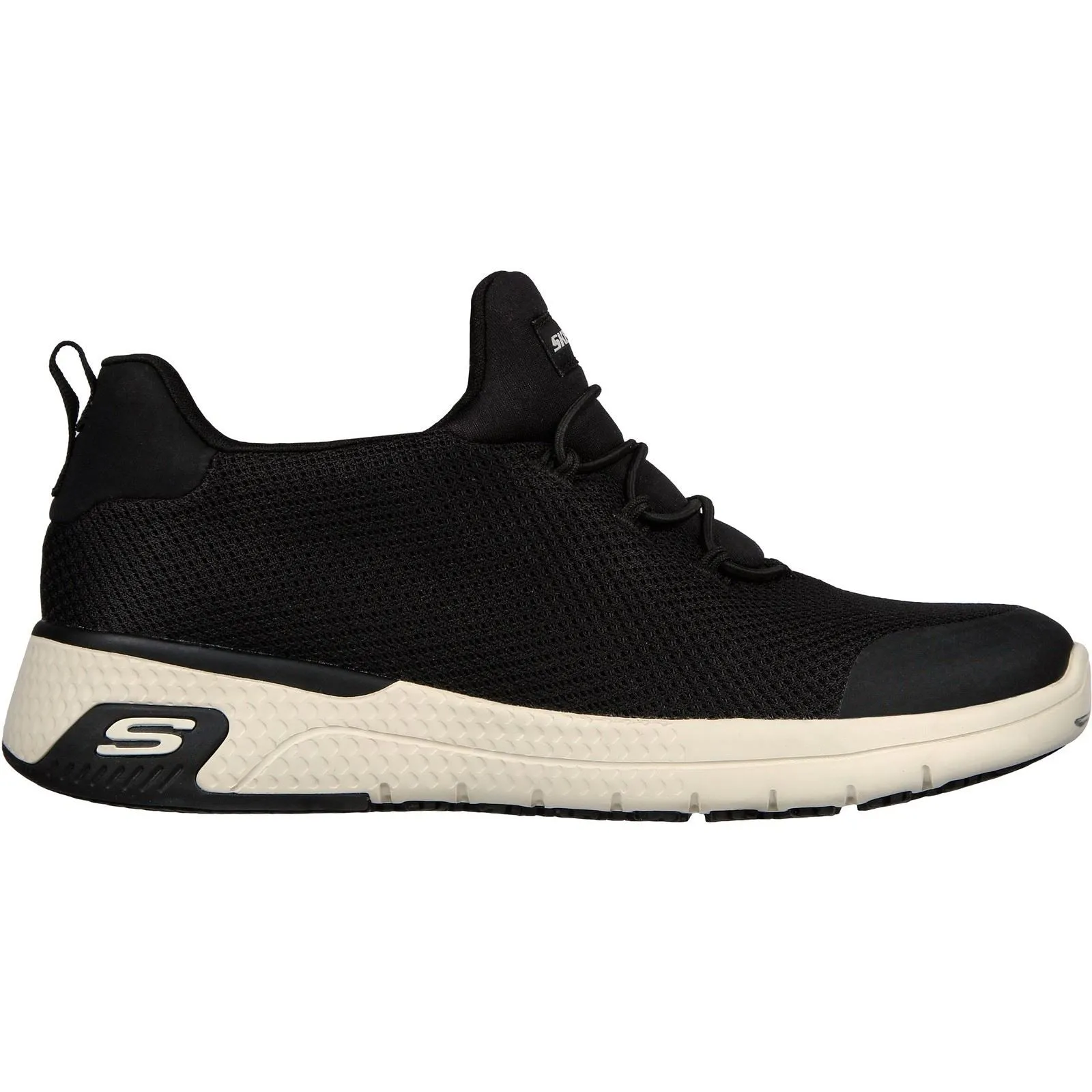 Skechers 77281EC Marsing Waiola SR Sicherheits-Sneaker für Damen, weite Passform, Schwarz/Weiß