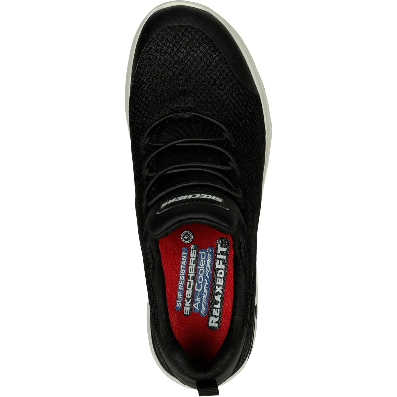 Skechers 77281EC Marsing Waiola SR Sicherheits-Sneaker für Damen, weite Passform, Schwarz/Weiß