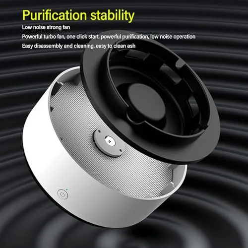 Smokeless Ashtray, 2 in 1 Battery Operated Air Purifier Ashtray Electric Smokeless Ashtray for Cigarette Indoor Outdoor Smoke Grabber, 5.2 x 3in