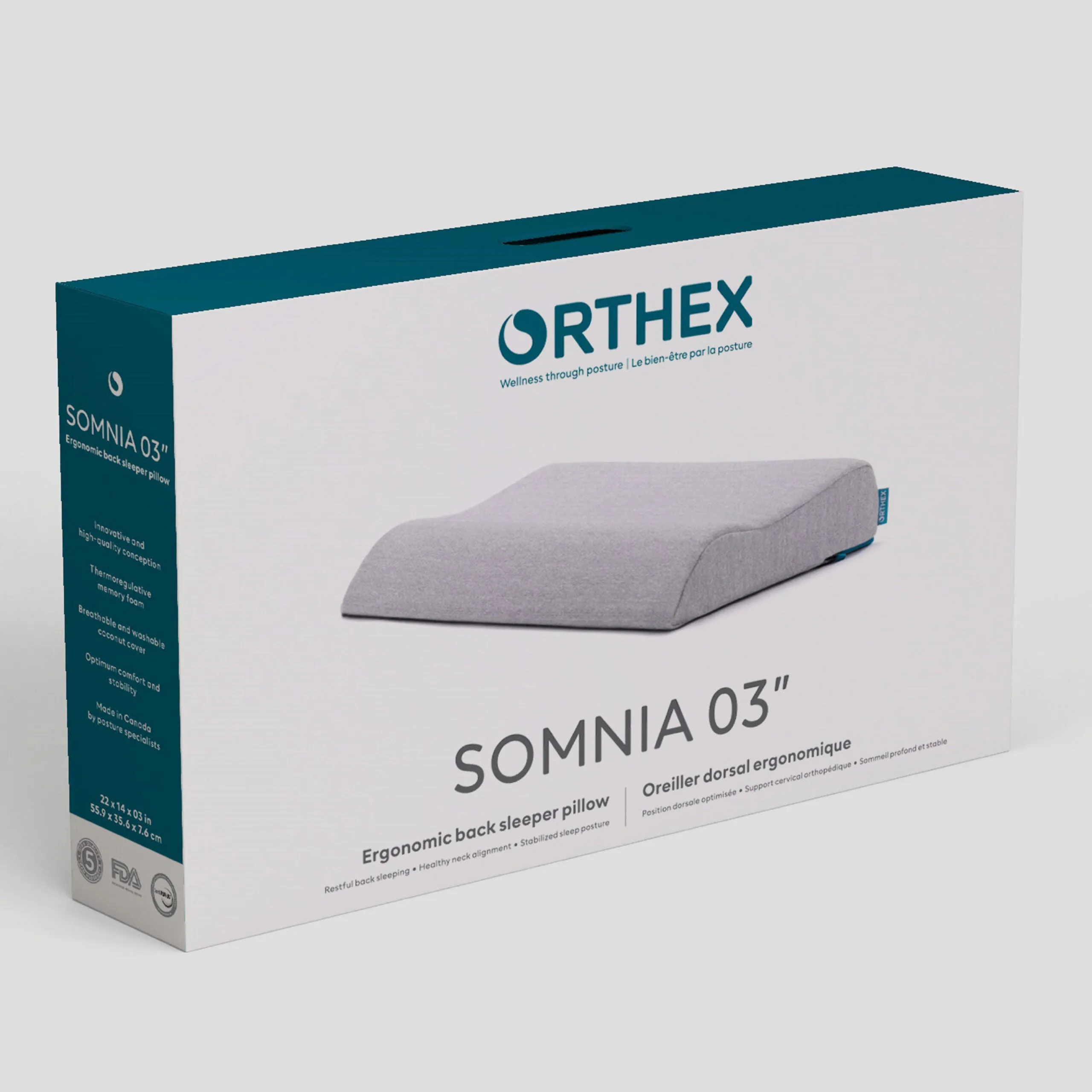 Somnia 03″ Ergonomic Back Sleeper Pillow