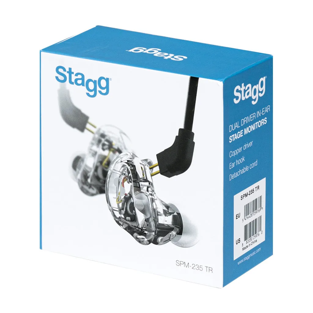 Stagg SPM-235 BK Dual Driver In-ear Stage Monitors (Pair) - Transparent