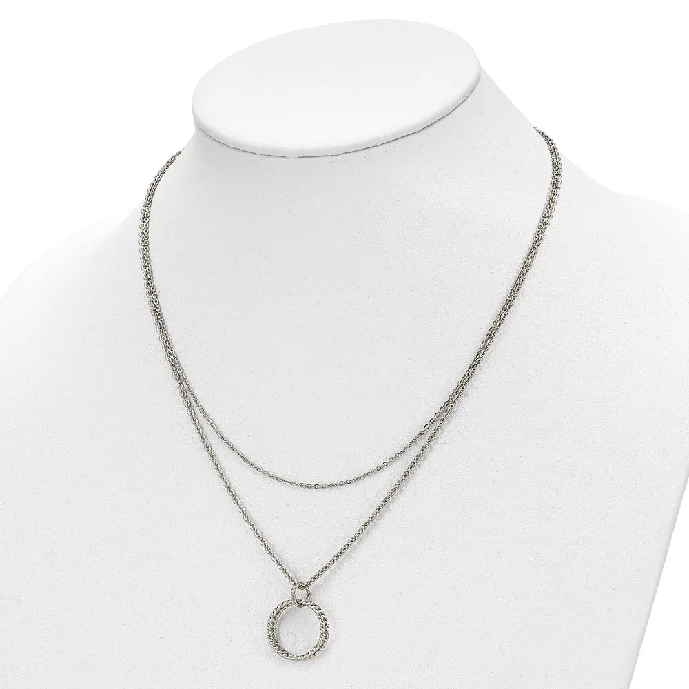 Stainless Steel Polished 2 Strand Twisted Circles 18.5in Necklace