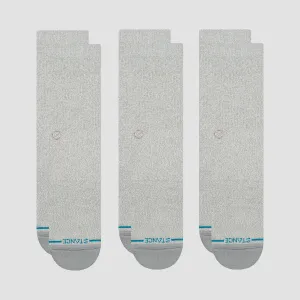 Stance Icon Crew Socks 3 Pack Grey Heather