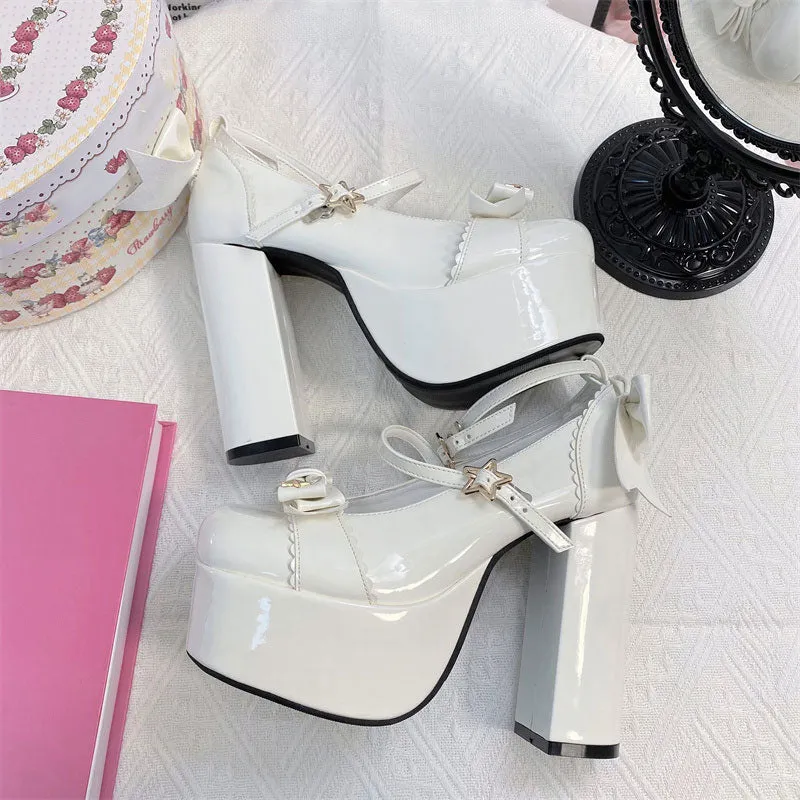 Star Bow Platform Heels Shoes