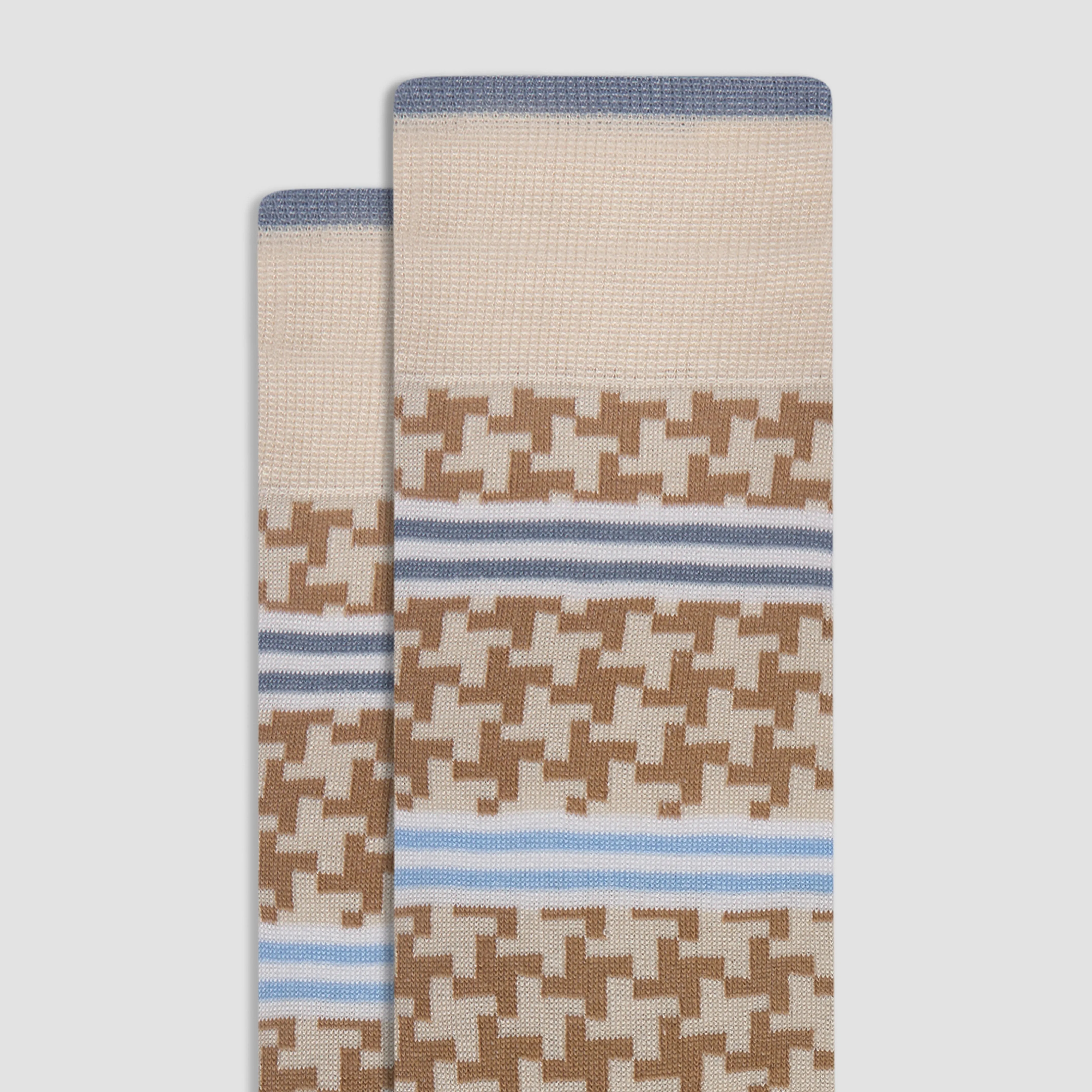 Striped Hound's Tooth Mid-Calf Socks
