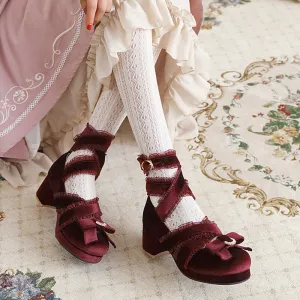 Suede Lace Bow Shoes