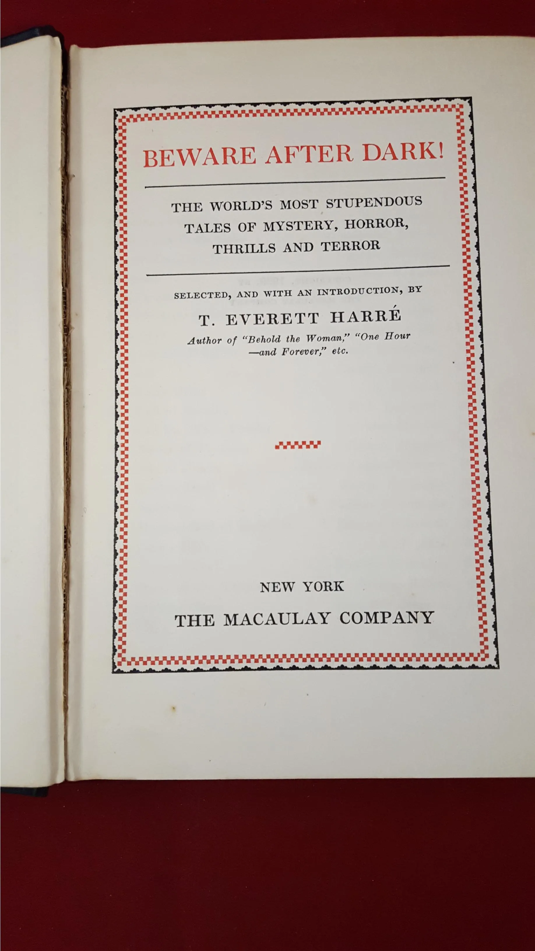 T Everett Harre - Beware After Dark, The Macaulay Company, 1929