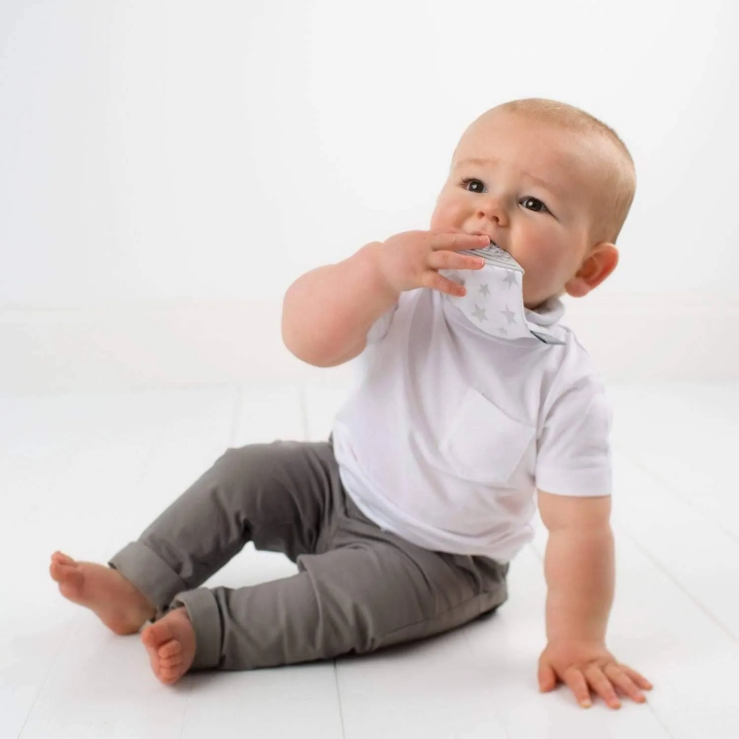 Teething Bib | Silver Stars Print