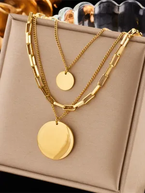 Three-Layer Exaggerated Large Circular Hip Hop Necklace