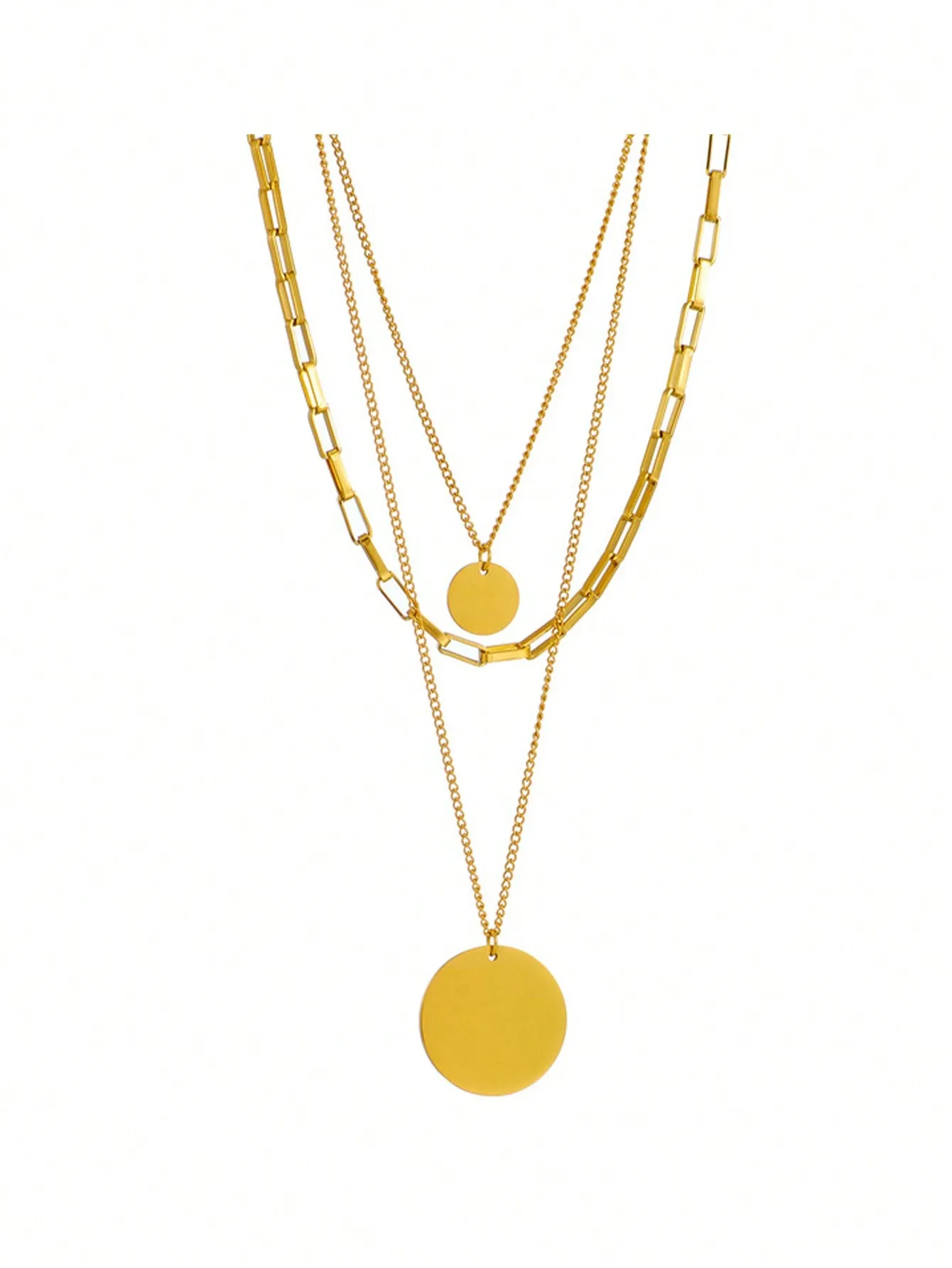 Three-Layer Exaggerated Large Circular Hip Hop Necklace