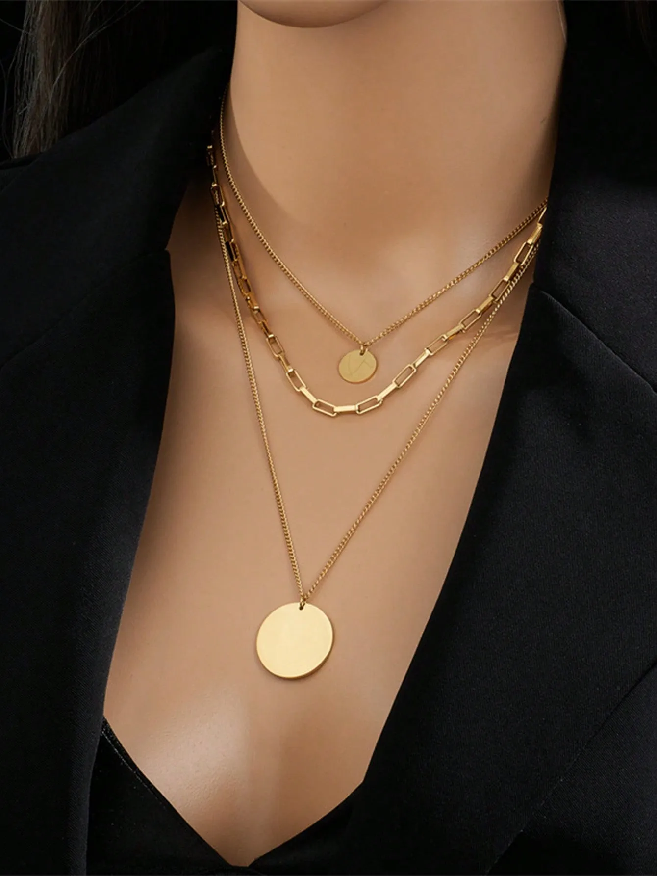 Three-Layer Exaggerated Large Circular Hip Hop Necklace