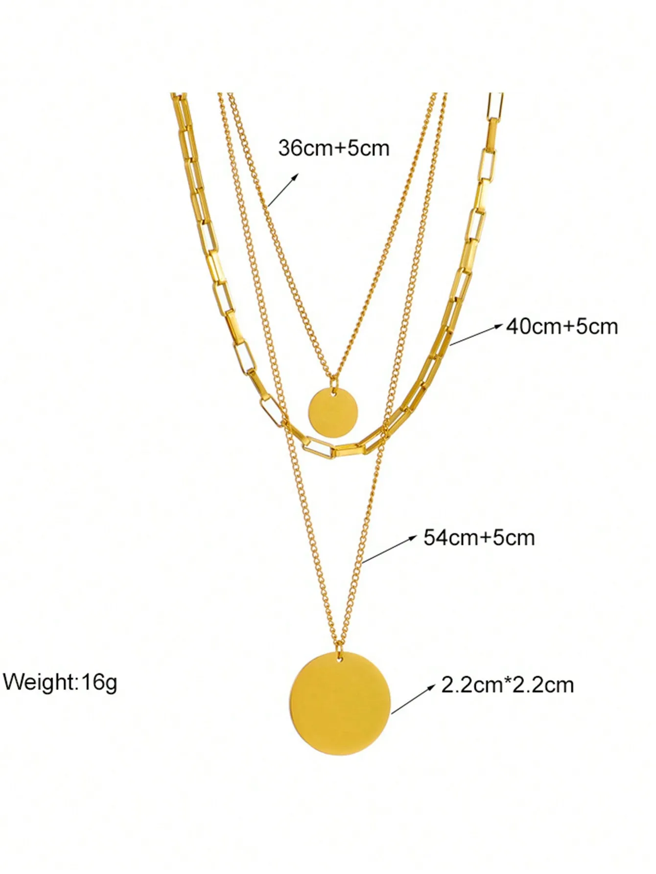 Three-Layer Exaggerated Large Circular Hip Hop Necklace