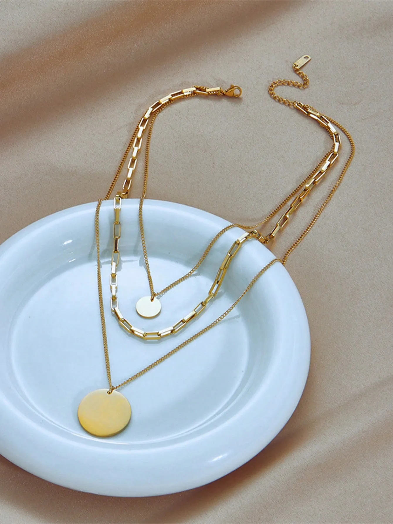 Three-Layer Exaggerated Large Circular Hip Hop Necklace