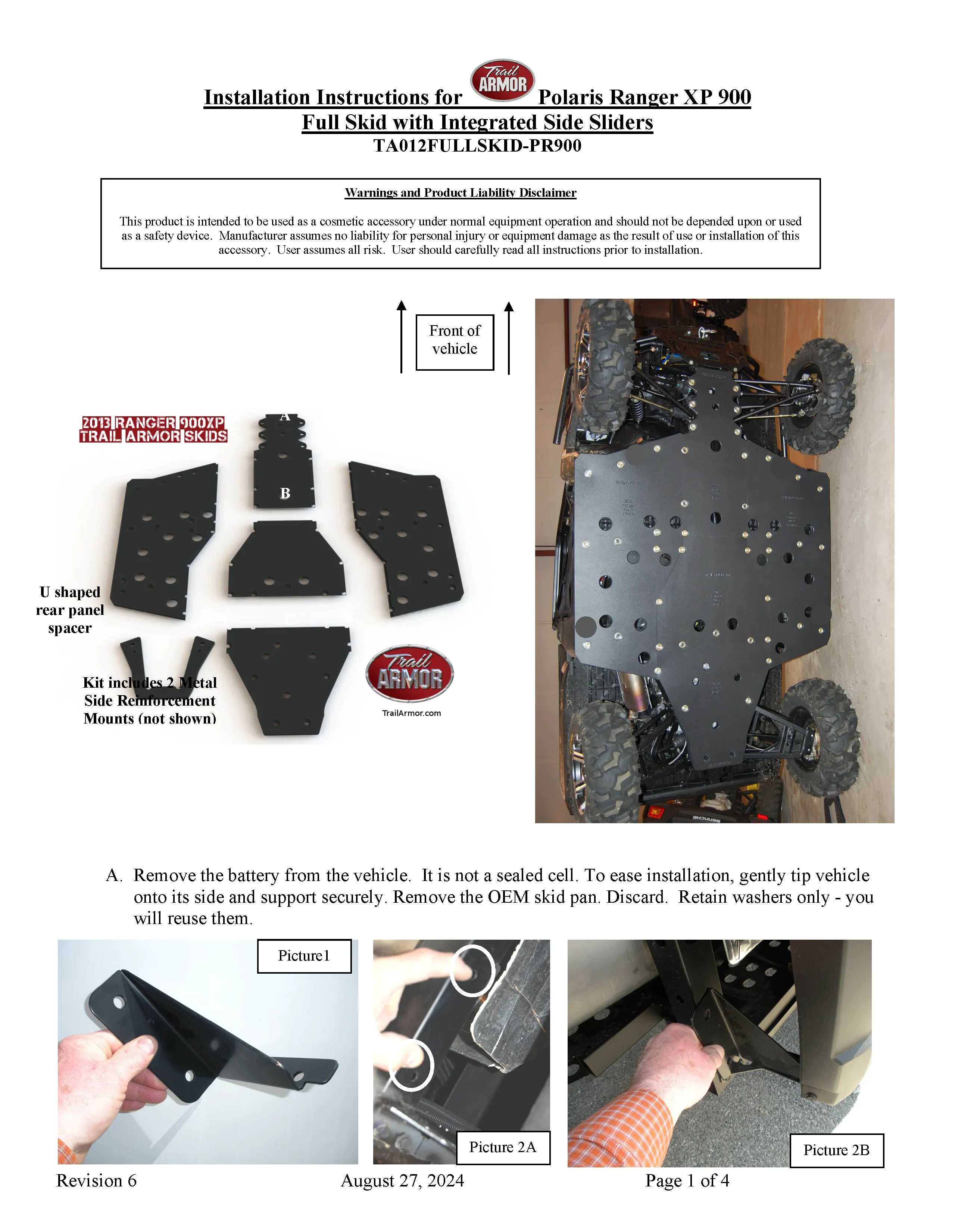 Trail Armor Polaris Ranger XP 900, Ranger XP 1000, and Ranger Full Size XP 570 Full Skids with Sliders
