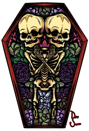 Twins in Succulent Coffin Sticker