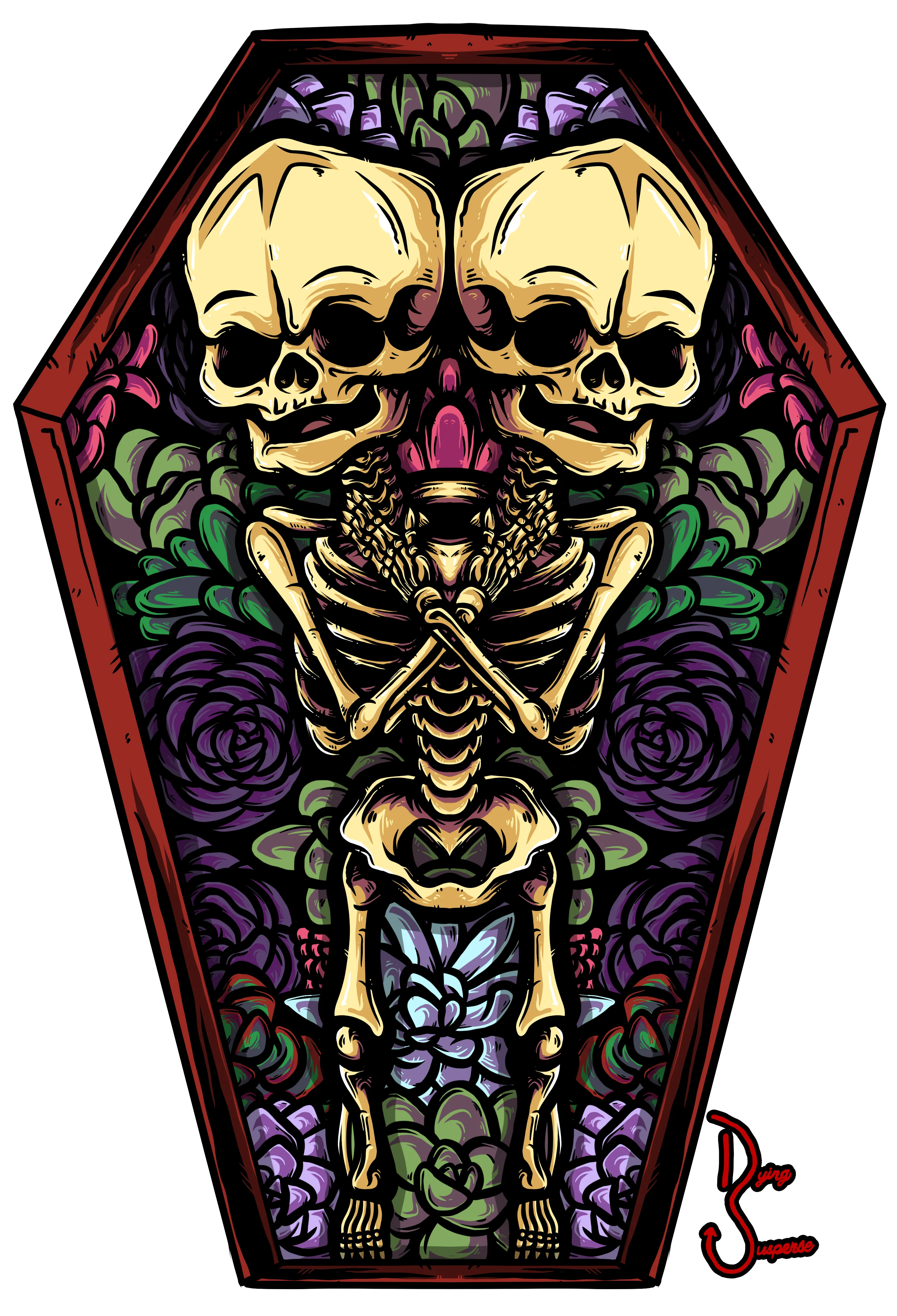 Twins in Succulent Coffin Sticker