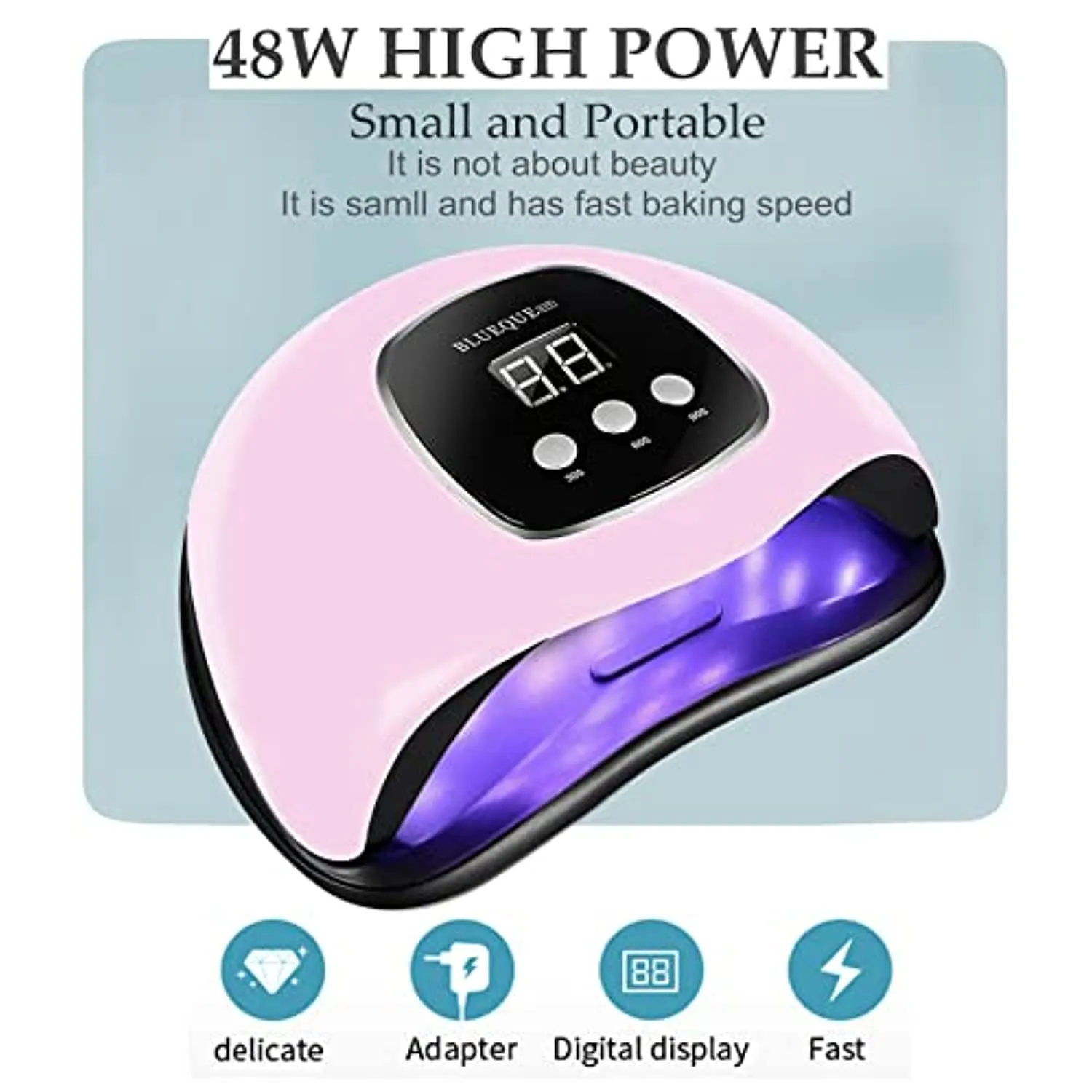 UV Light for Nails, BIGBEAR 48W LED Nail Light for Gel Polish, Fast Nail Dryer with Automatic Sensor, 3 Timer Setting, Small & Portable, UV LED Nail Lamp for Fingernail and Toenail
