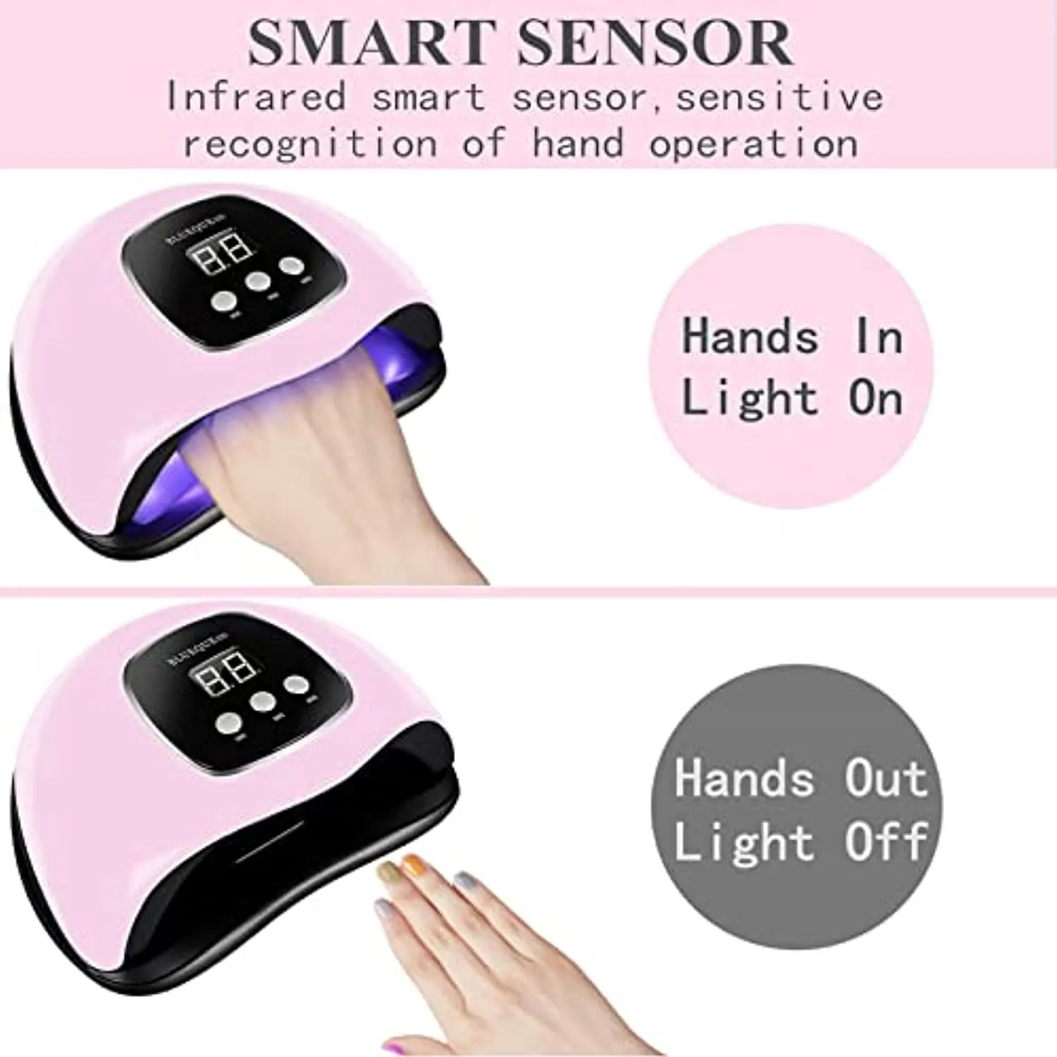 UV Light for Nails, BIGBEAR 48W LED Nail Light for Gel Polish, Fast Nail Dryer with Automatic Sensor, 3 Timer Setting, Small & Portable, UV LED Nail Lamp for Fingernail and Toenail