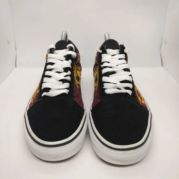 Vans Off The Wall Skate Shoes Mens Size‎ 8 Flames Skull Orange Black Sneakers