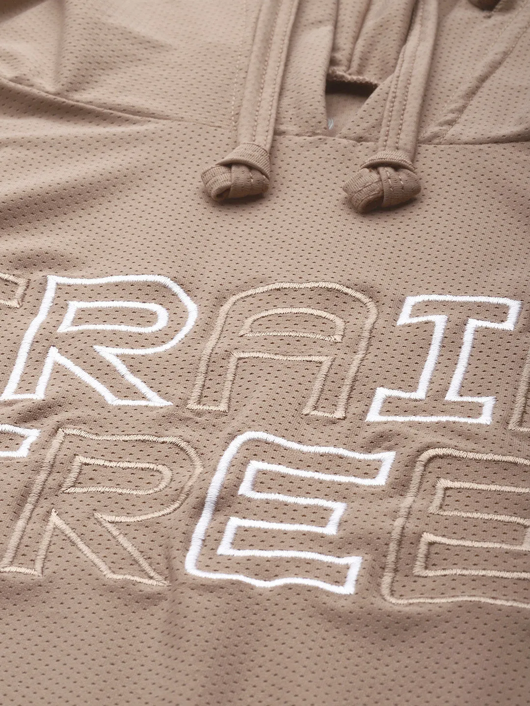 Women's Brown Embroidered Side Twist Hoodie