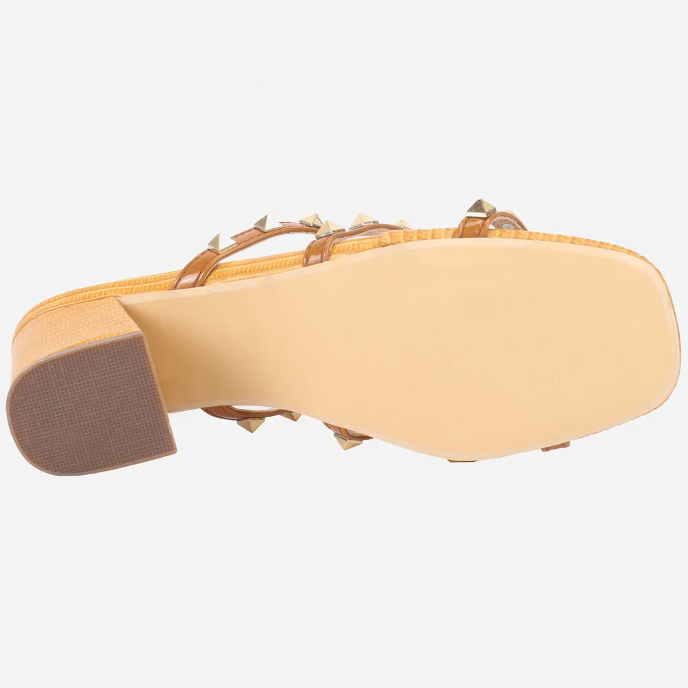 Women's "LISACONE" Stud Adorned Block Heeled Sandals