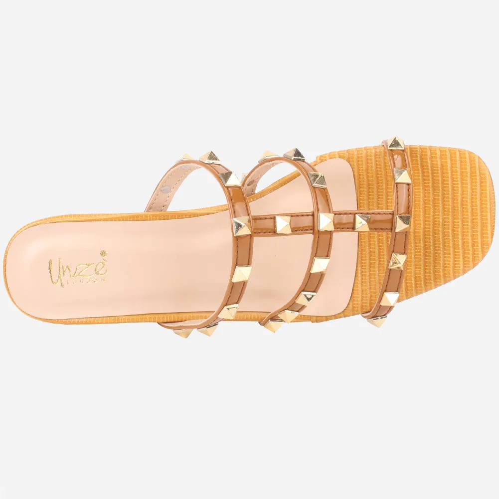 Women's "LISACONE" Stud Adorned Block Heeled Sandals