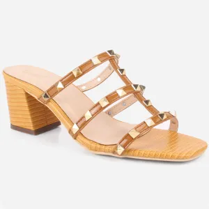 Women's "LISACONE" Stud Adorned Block Heeled Sandals