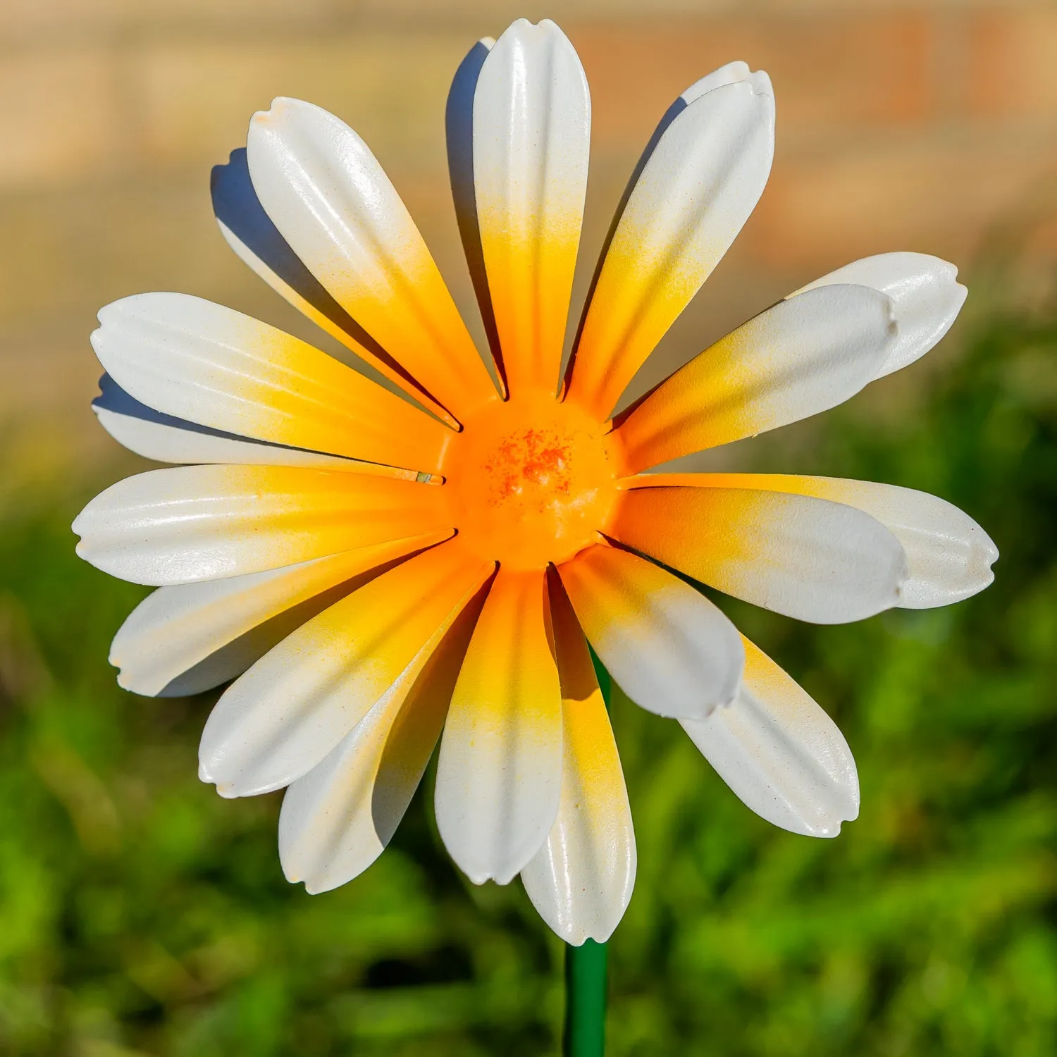 Woodside Yellow & Orange Ornamental Metal Garden Daisy Flower Stakes, Pack of 6