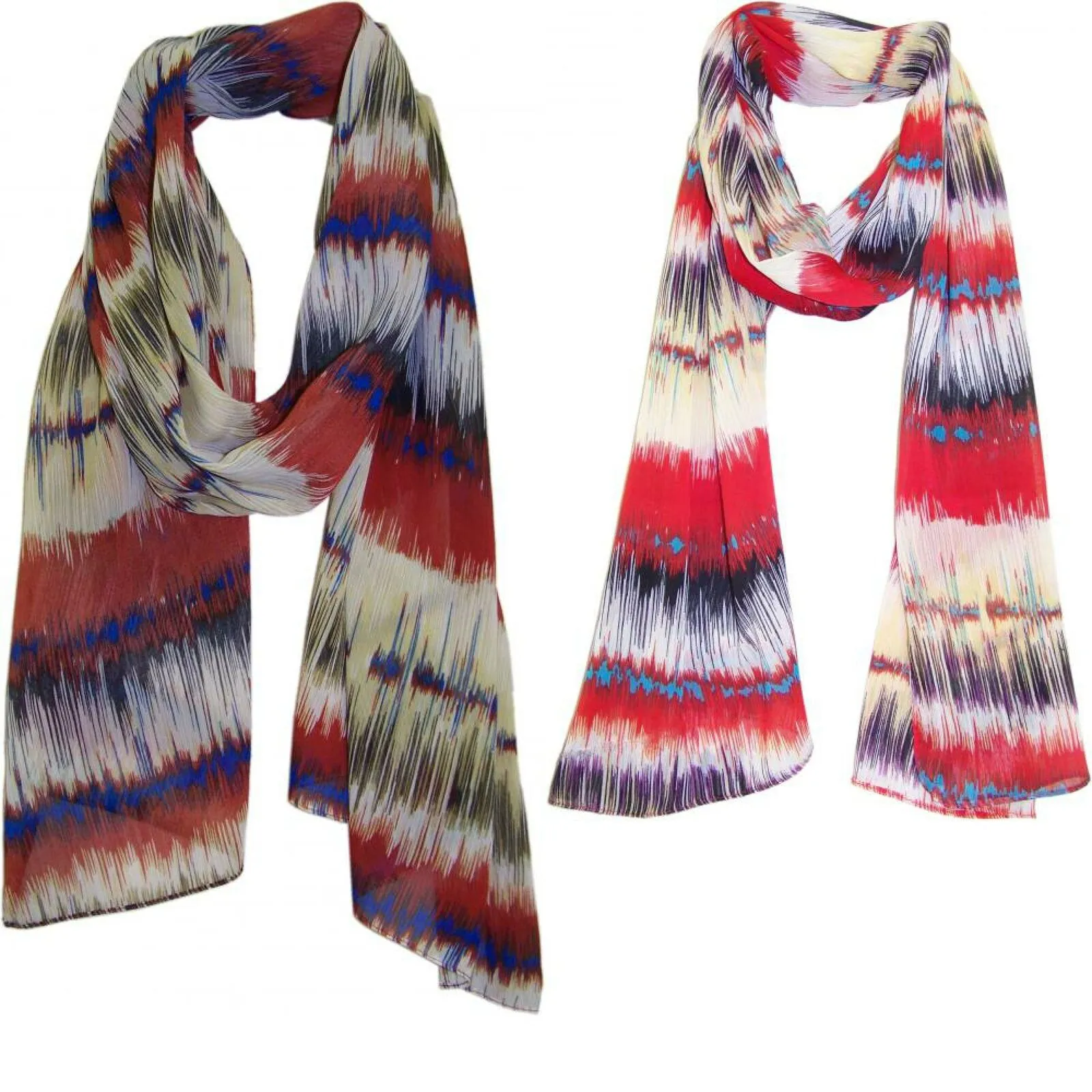 ZUZIFY Abstract Velocity Stripes Patterned Chiffon Scarf. AC0014